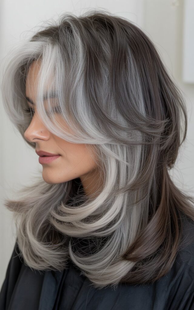 Natural Gray Hair blend When Growing with a Strategic Cut
