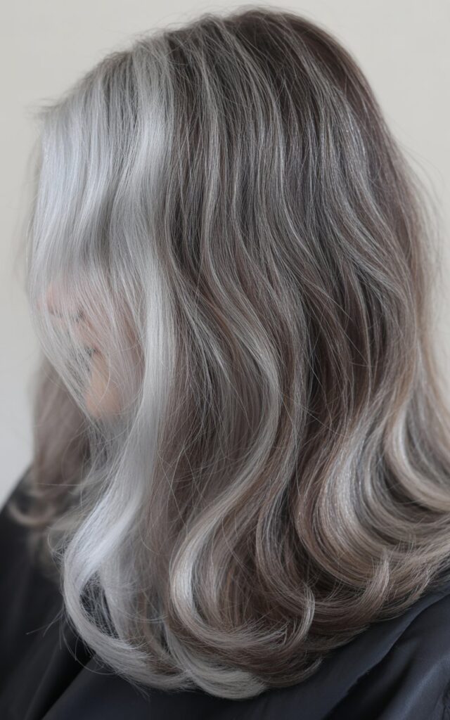 Natural Gray Hair blend balayage When Growing with Seamless Grow-Out
