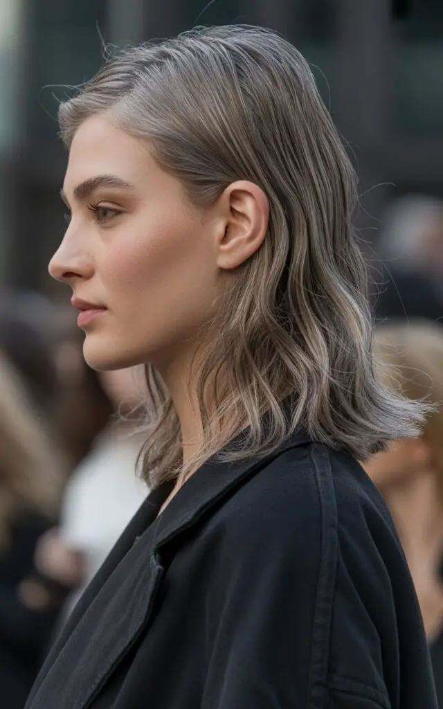 Natural Gray Hair blended with Ash brown Babylights