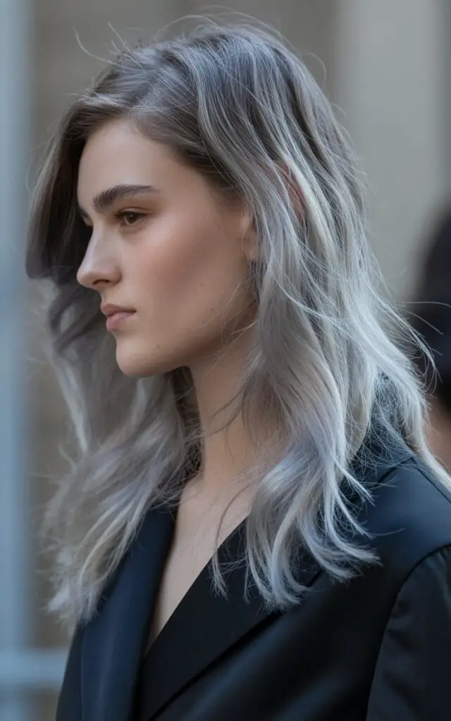 Natural Gray hair Silver Balayage