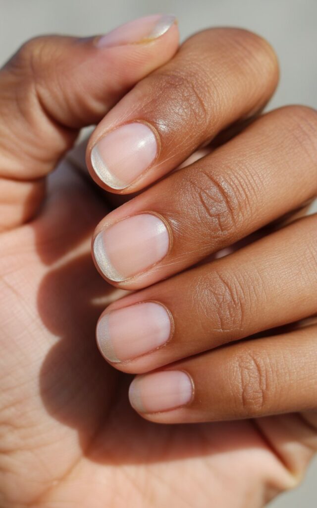 Natural Round Acrylics with Clear Polish
