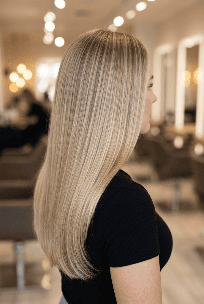Smooth repaired blonde hair after bond protecting serum