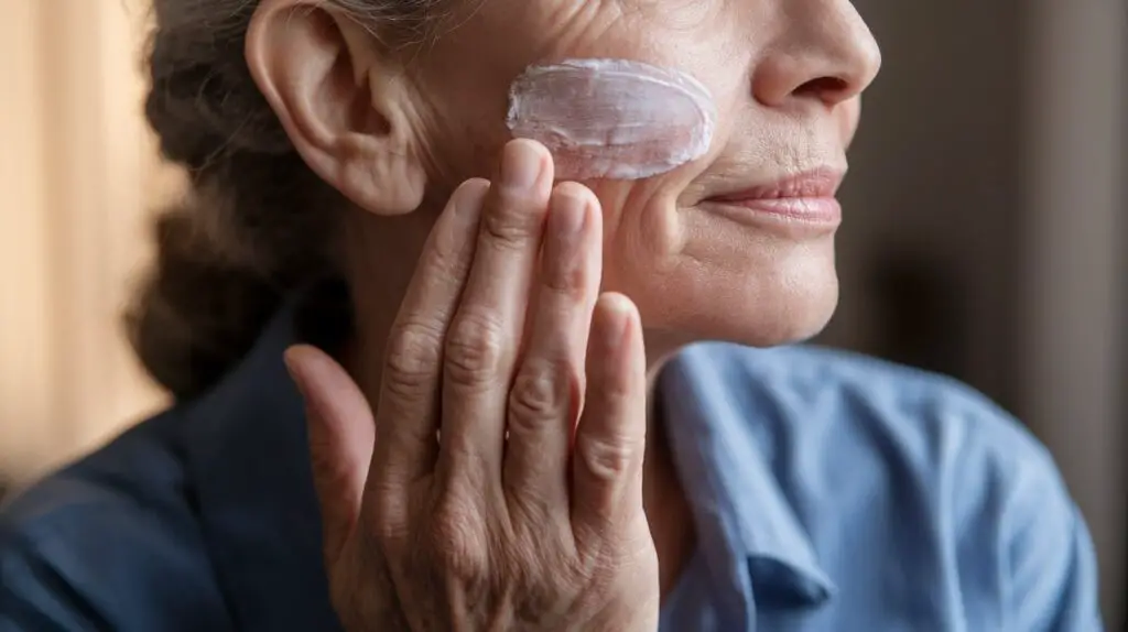 Old Woman Applying Face Cream