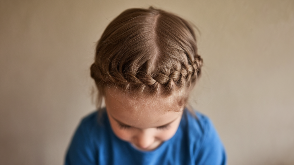 kid with a French braid hairstyle