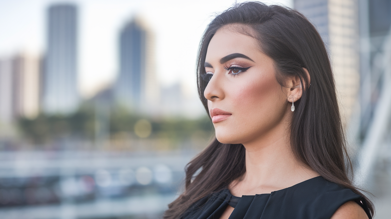 Brazilian Woman with makeup and black dress