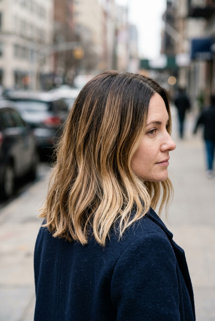 Shadow Root Balayage Shadow root balayage with dark roots melting into lighter ends