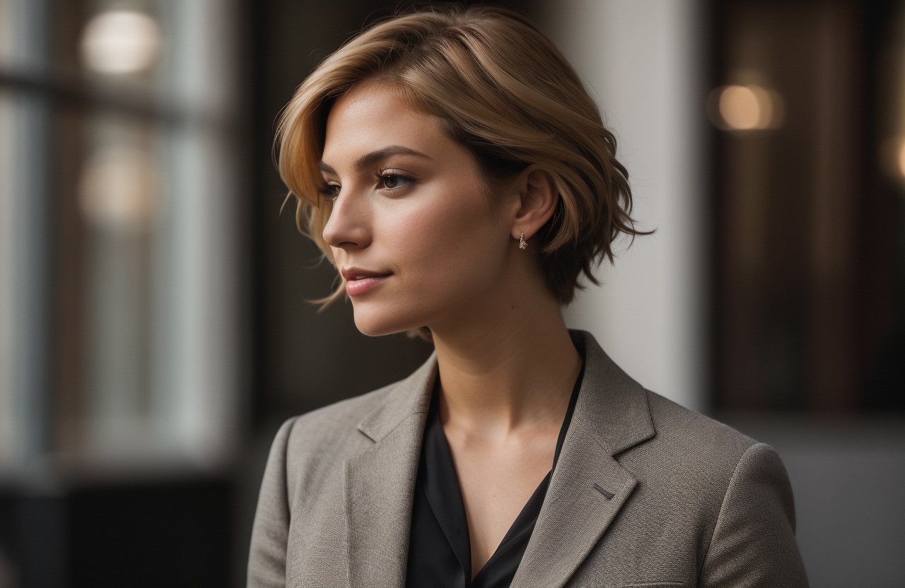 Shaggy Pixie Haircut and Golden Hazelnut hair color