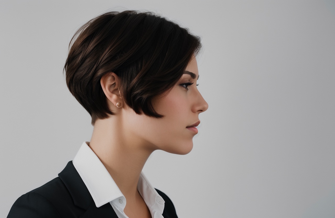 Short Haircut with Brunette Hair Color