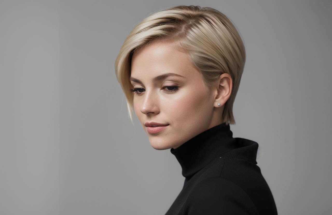 Short Haircut with Platinum Blonde Color