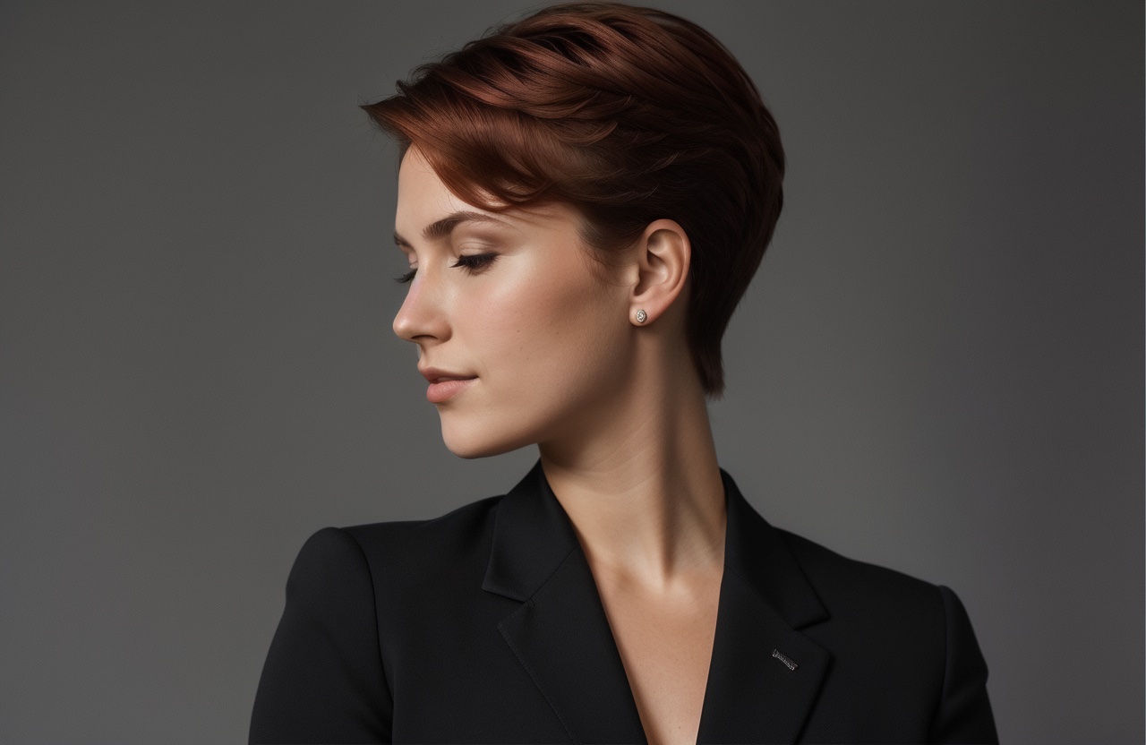 Short Hairstyle with Warm Red Hair Color