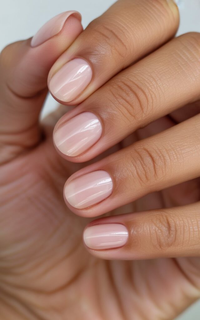 Short Oval Acrylics in Sheer Pink