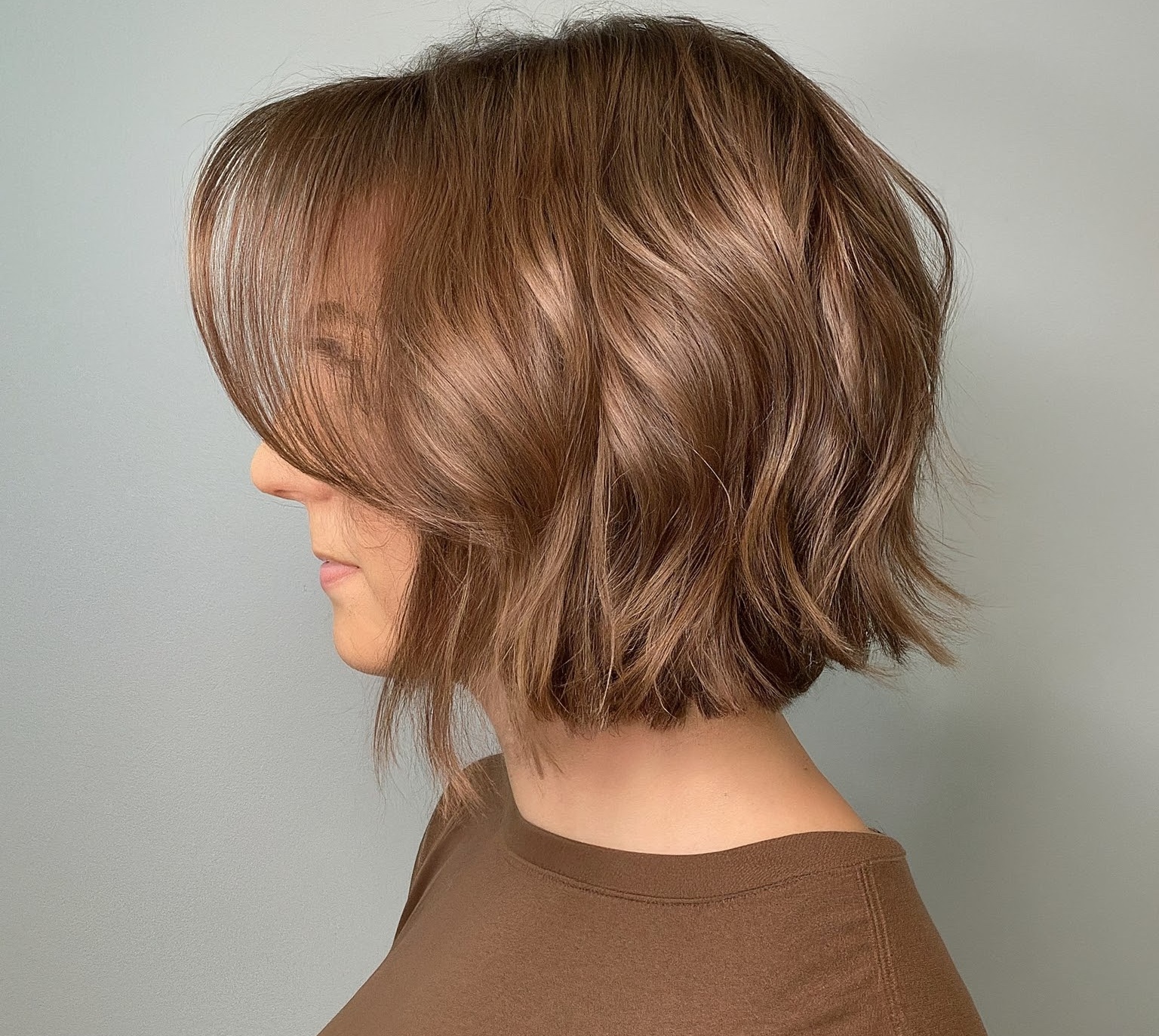 Short Shag Haircut Light Chestnut Brown Hair Color