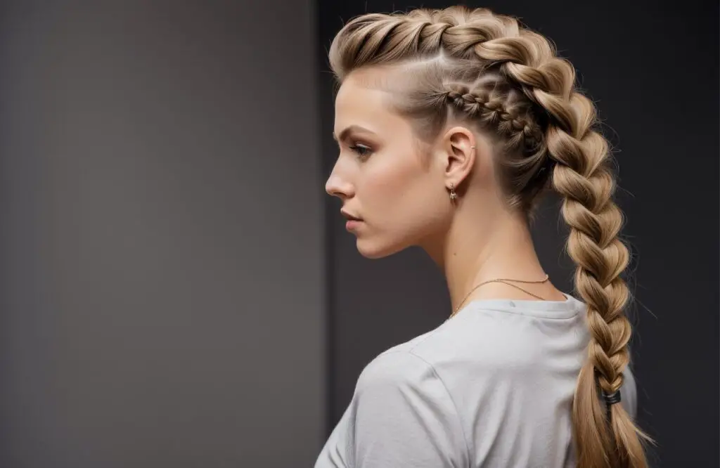 Side Mohawk Braid on Light Ash Brown hair color