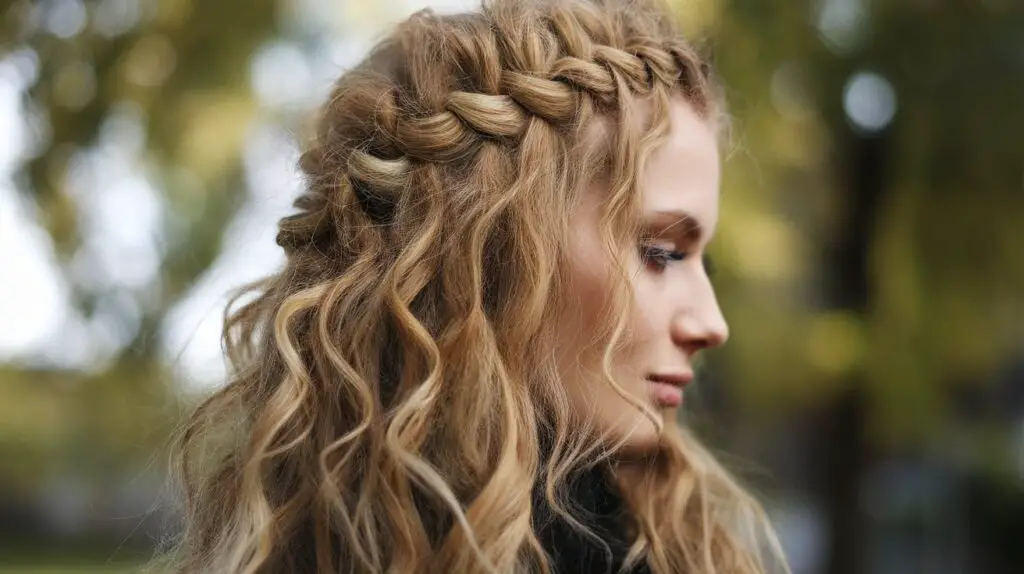 Belarusian woman's French Braid on Curly Hair