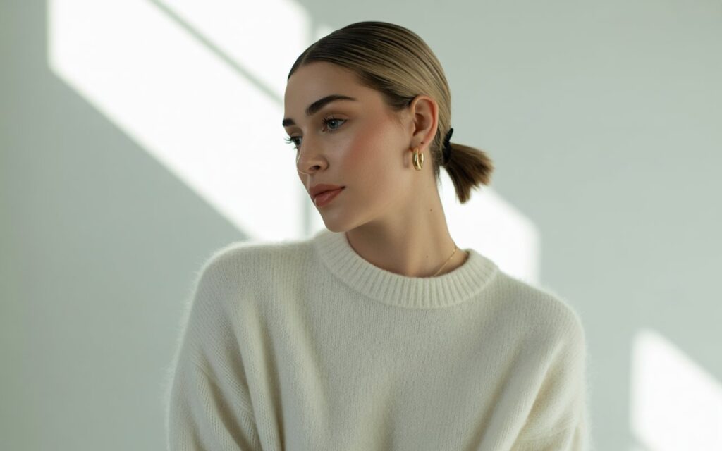 Sleek Low Ponytail Hairstyle to Hide Greasy Hair