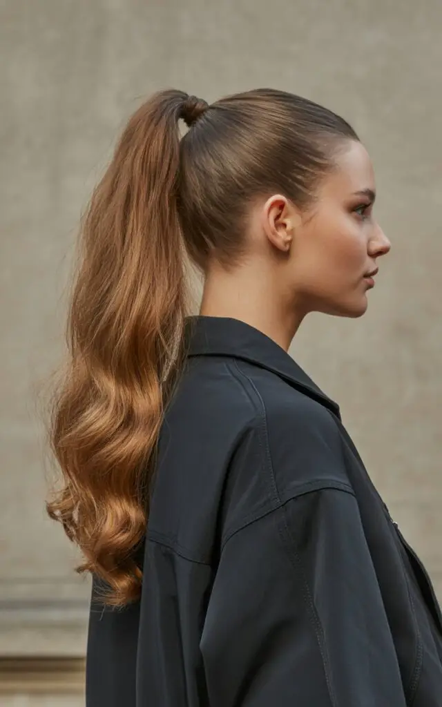 Sleek Top Ponytail  with Voluminous Ends