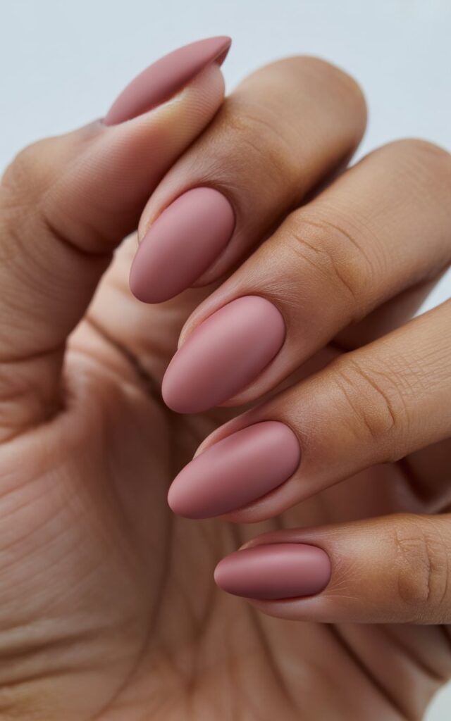 Soft Almond with Matte Dusty Rose