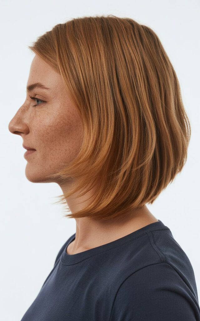Tapered medium-length layered haircut 