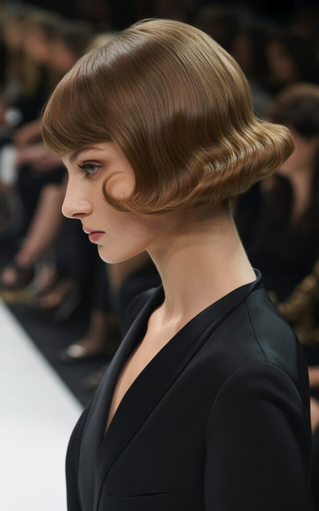 The Retro Glam Bob with Full Bangs