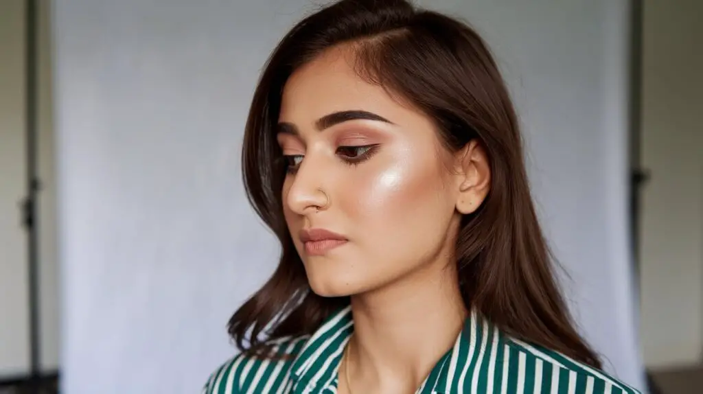 Bangladeshi woman's contouring and highlighting Makeup