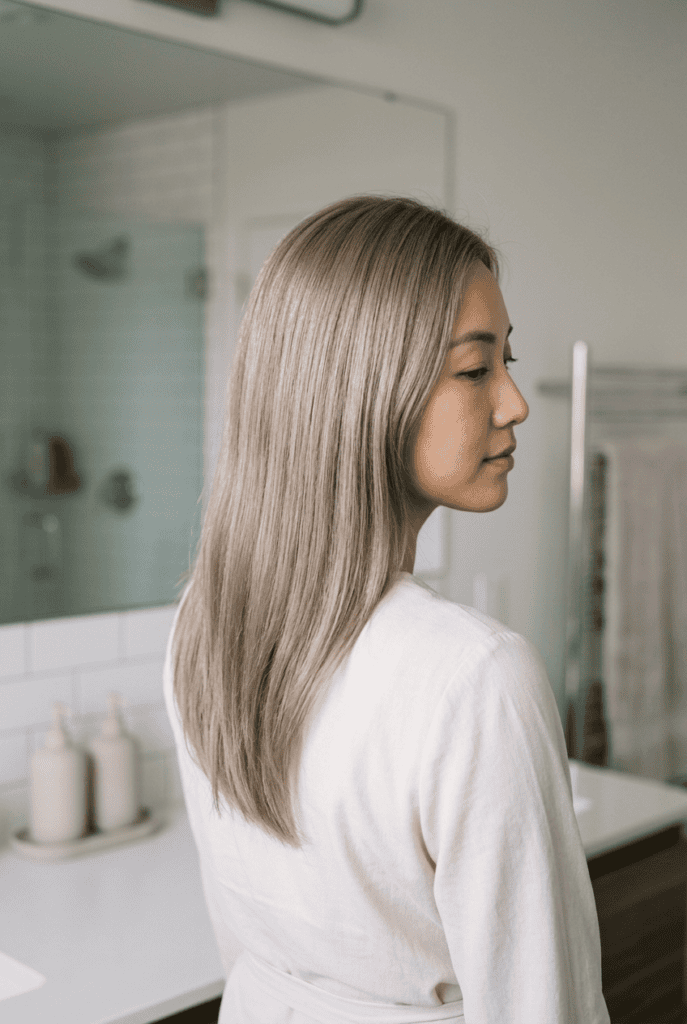 Understanding What Toner Actually Does Woman with neutralized ash blonde hair color result