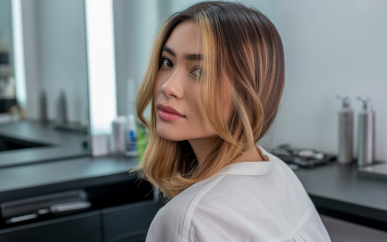 Woman with hair balayage