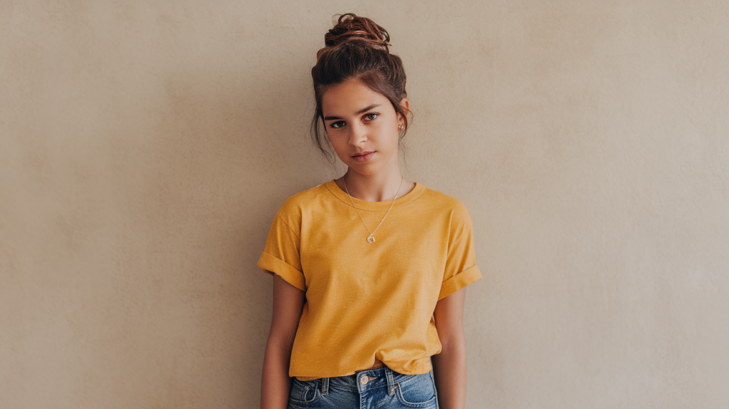 casual girl outfit with t-shirt and jeans