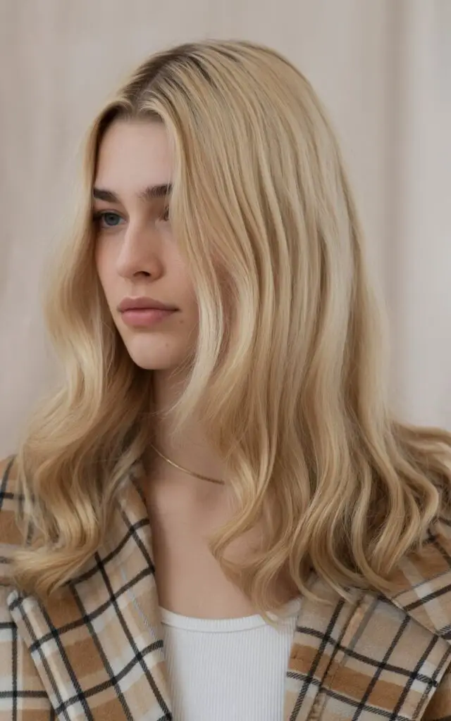 Vanilla Blonde with Caramel Lowlights hair color