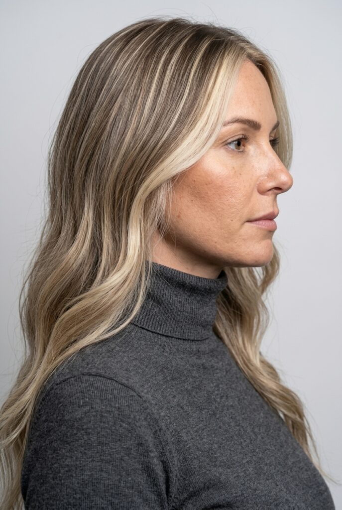 Vanilla blonde highlights in hair