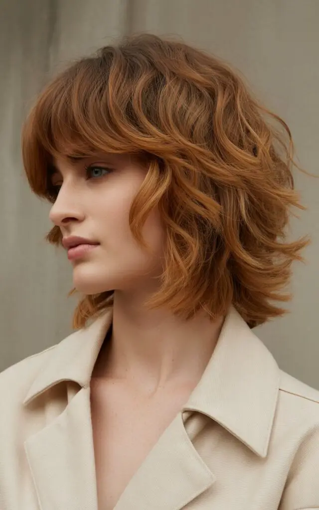 Volumized Blow-Dried Shag on Medium Length Hair