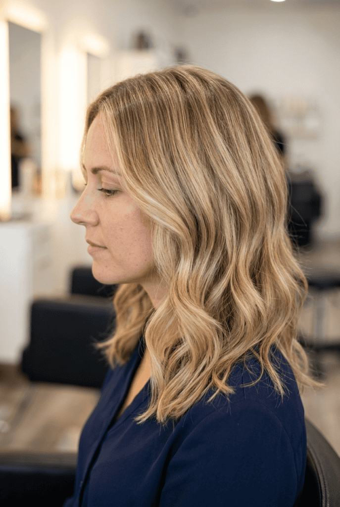 What Results to Expect and When to Call a Stylist Warm gradually lightened blonde hair in a salon setting