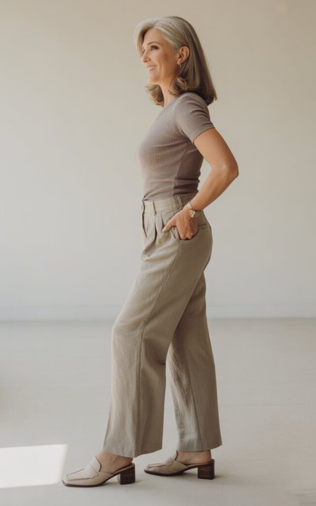 Wide-Leg Trousers + a Fitted Knit Top