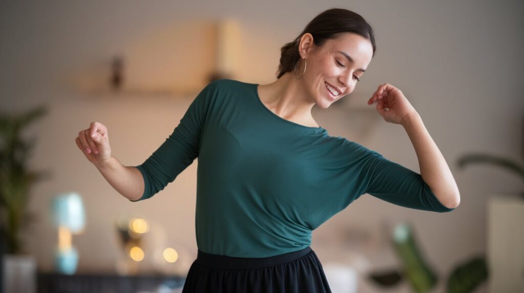 Woman dancing zumba at home