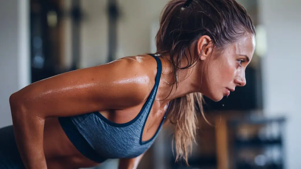 Woman doing full workout at home