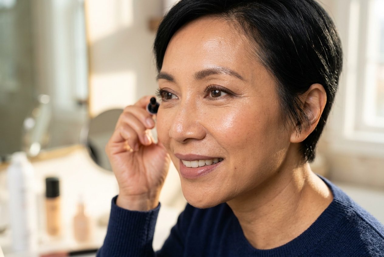 Woman over 50 wearing soft natural everyday makeup