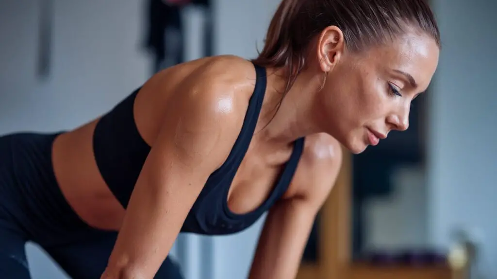 Woman resting from Full Body Workout at Home