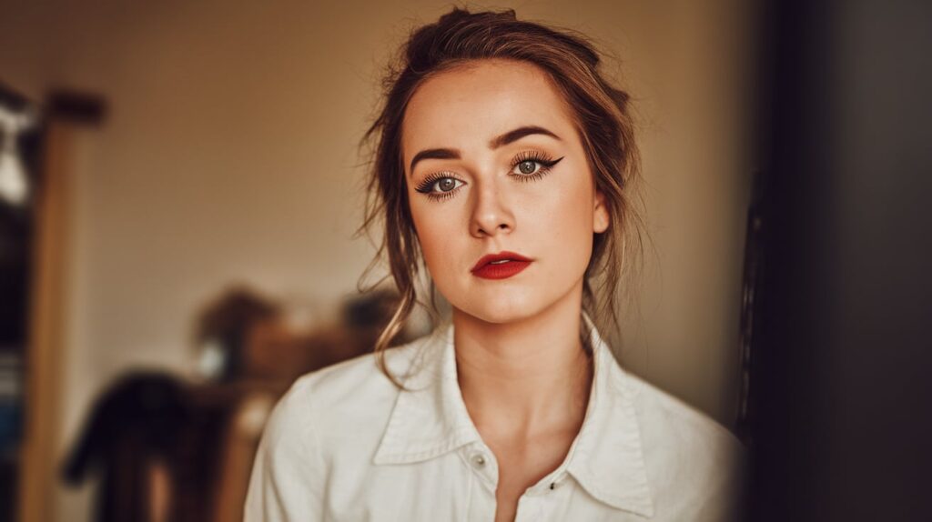 Woman with Messy French Makeup