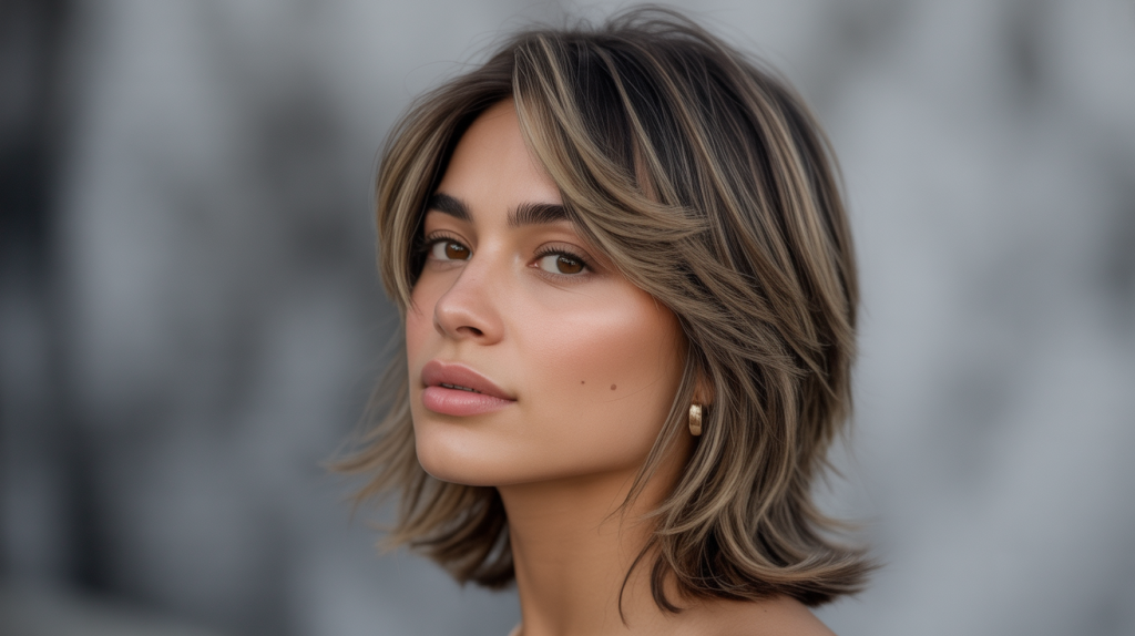 Brown Hair, Medium Shaggy Bob