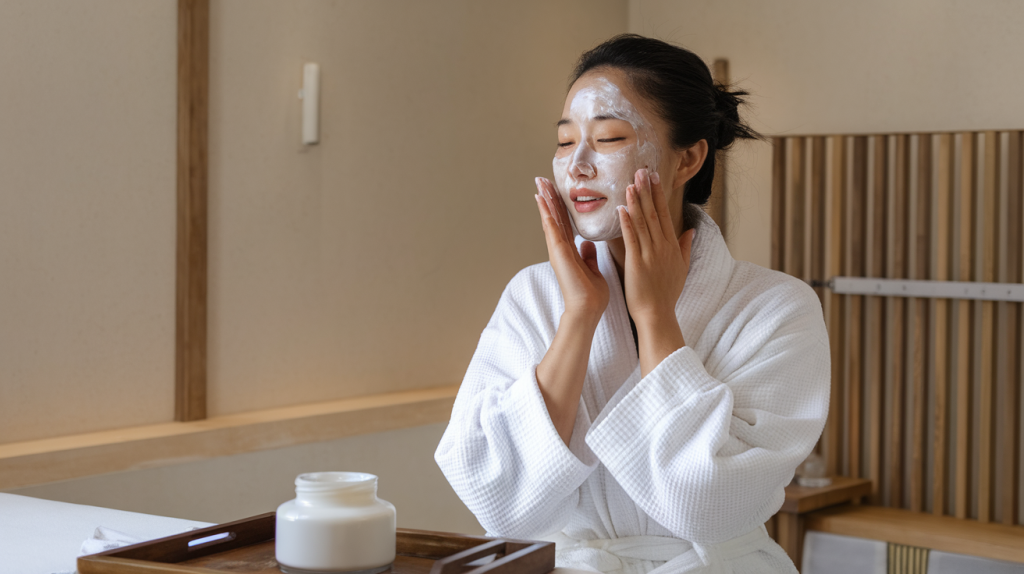 Korean skincare ritual involving slugging with Vaseline