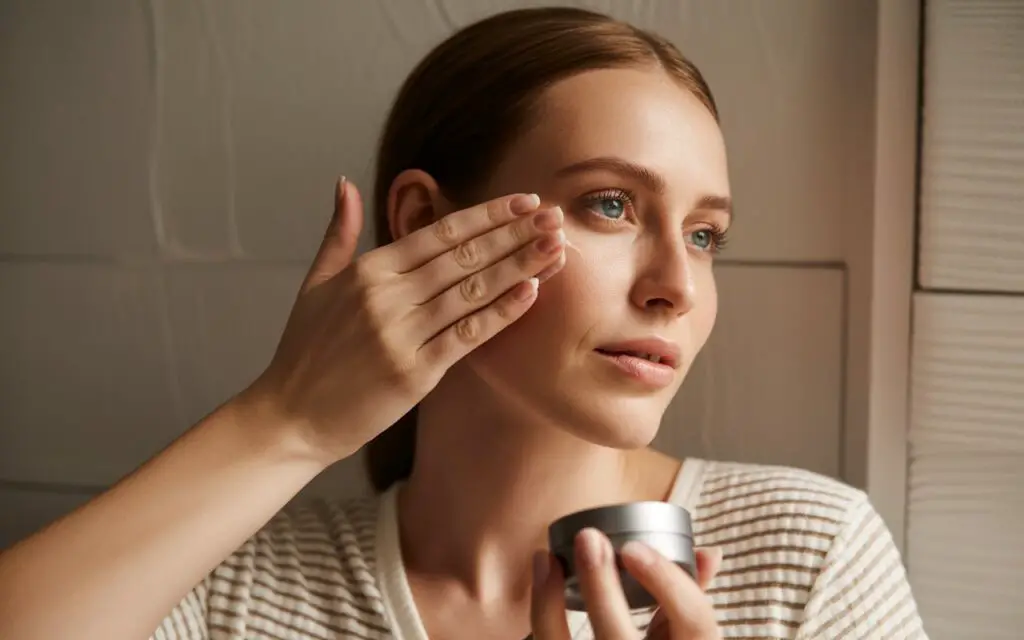 woman applying Pre-Sleep Skincare Routine