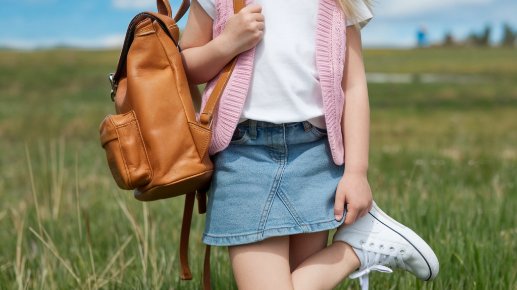 casual girl outfit with jeans skirt