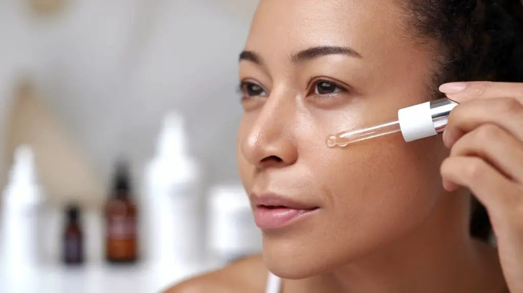 Woman applying anti aging skincare product