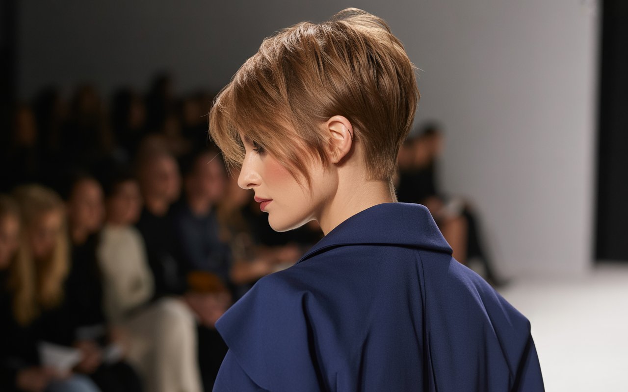 modern trendy short haircut with textured layers