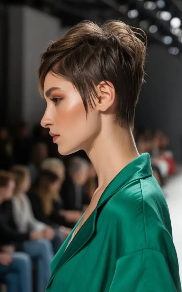 pixie cut with short textured layers and longer top pieces