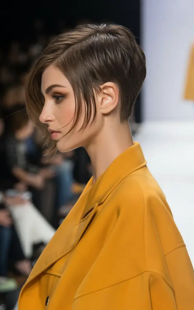 bixie cut hybrid hairstyle with shorter back and sides and longer face-framing pieces