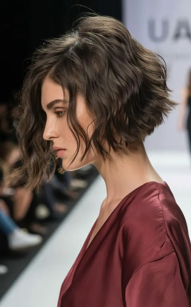 textured bob haircut with choppy uneven layers and movement