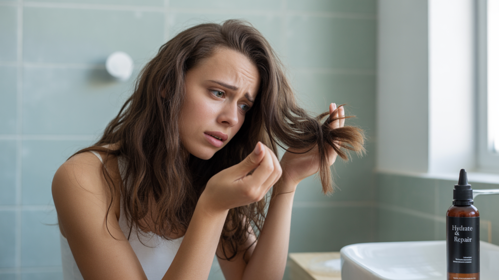 woman worried for dry hair