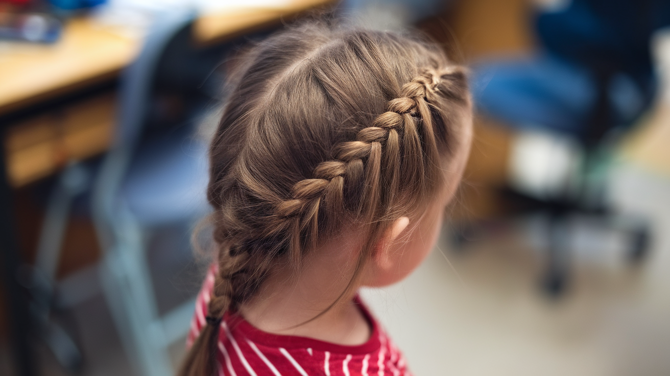 kid's hair with a French braid