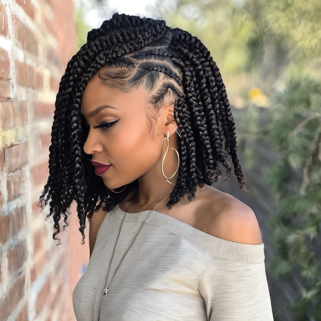 box twisted braid on short natural hair