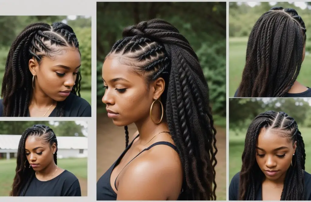 cornrow twisted braids on natural hair